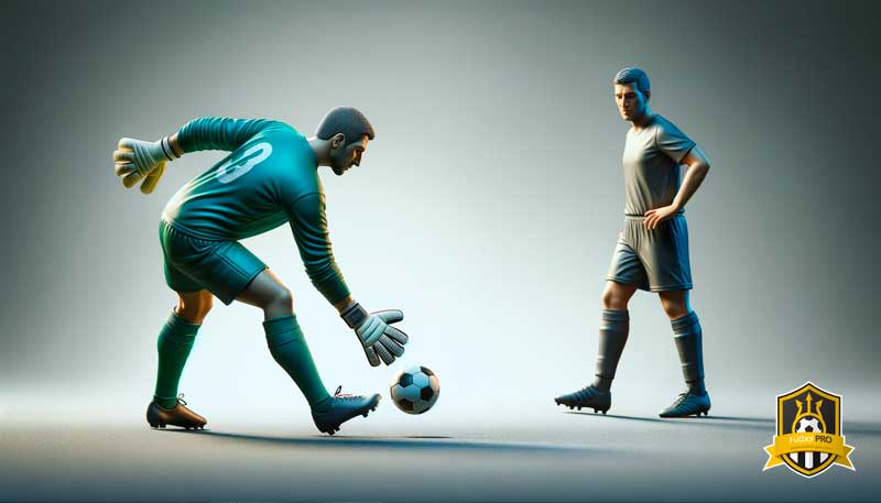 Portero pasando a un defensa para iniciar el juego